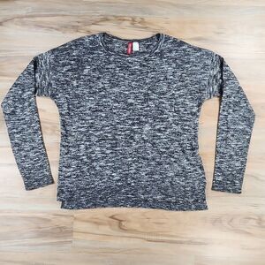 🐞H&M Divided Black Marled Lightweight Hi-Low Sweater Medium